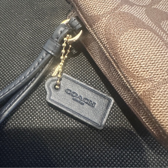 Coach Brown Double Zip Signature Wristlet - Picture 6 of 14